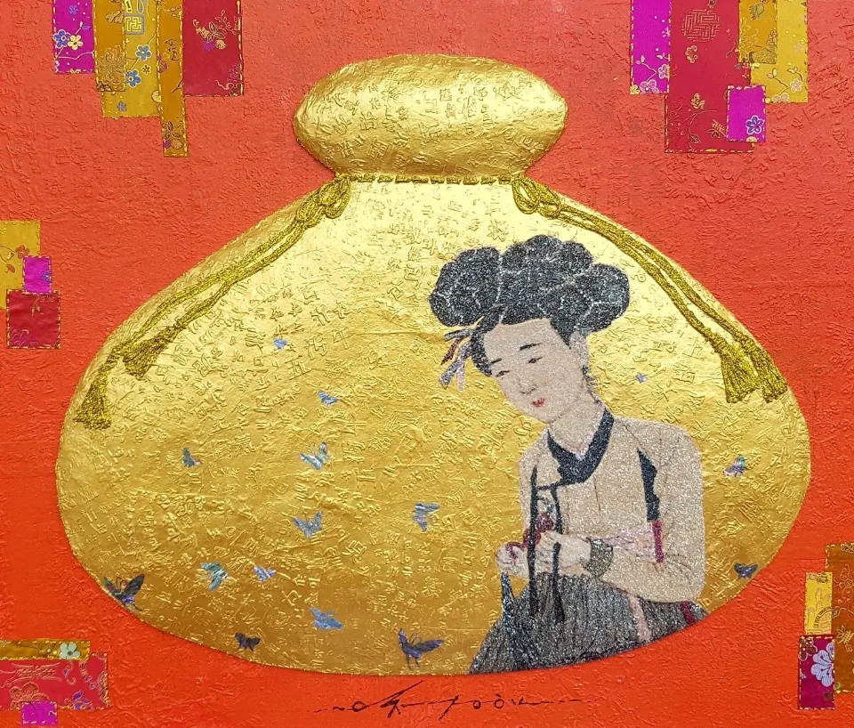 복주머니 신윤복 미인도